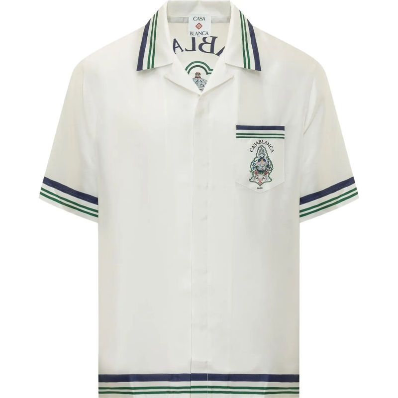 Casablanca Legeres Oberteil Camicia con Colletto Aperto weiß