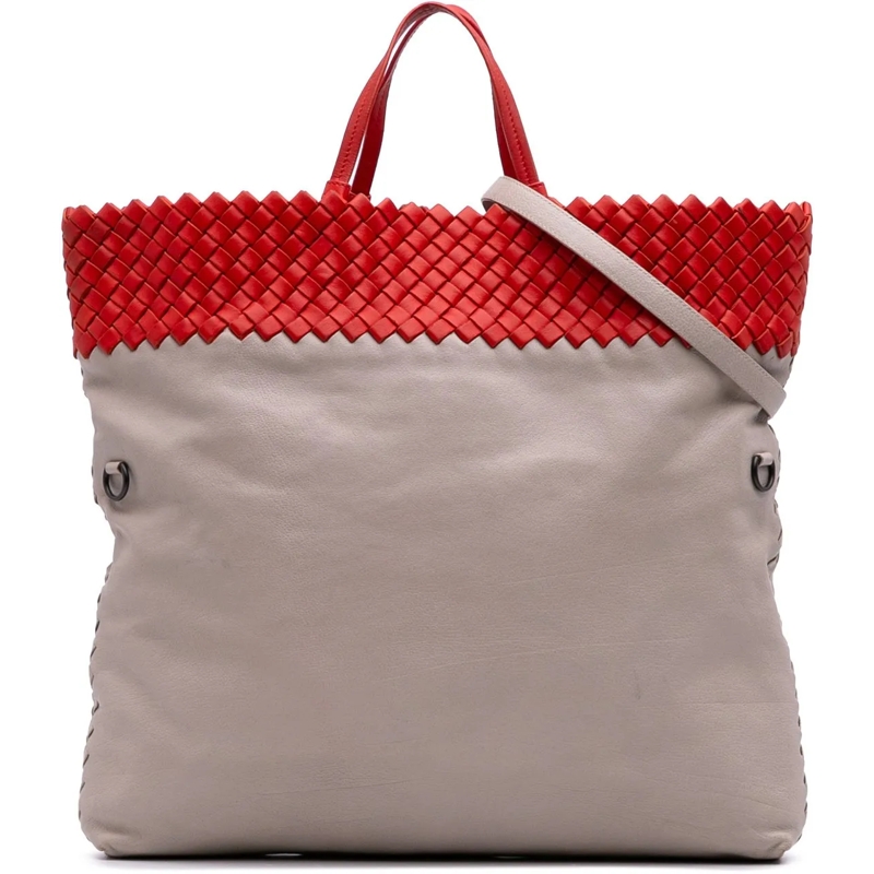 Bottega Veneta Sac à bandoulière Intrecciato Trimmed Bicolor Nappa Satchel grau