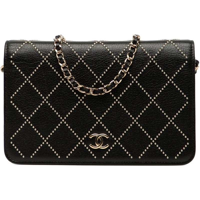 Chanel Schultertasche CC Studded Goatskin Wallet On Chain schwarz