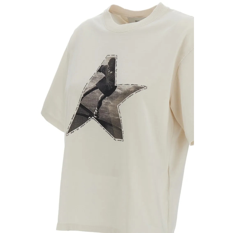 Golden Goose T-shirt Star Print Oversized T-Shirt In Pure Cotton White(Image 3)