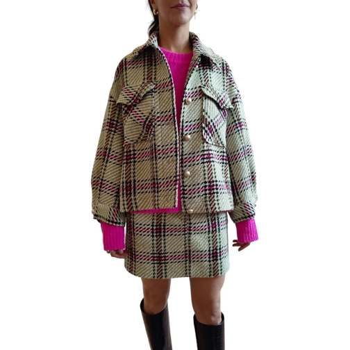 Essentiel Antwerp Übergangsjacke Manteau crois� oversize Damier Fushia Rose Noir Gi mehrfarbig