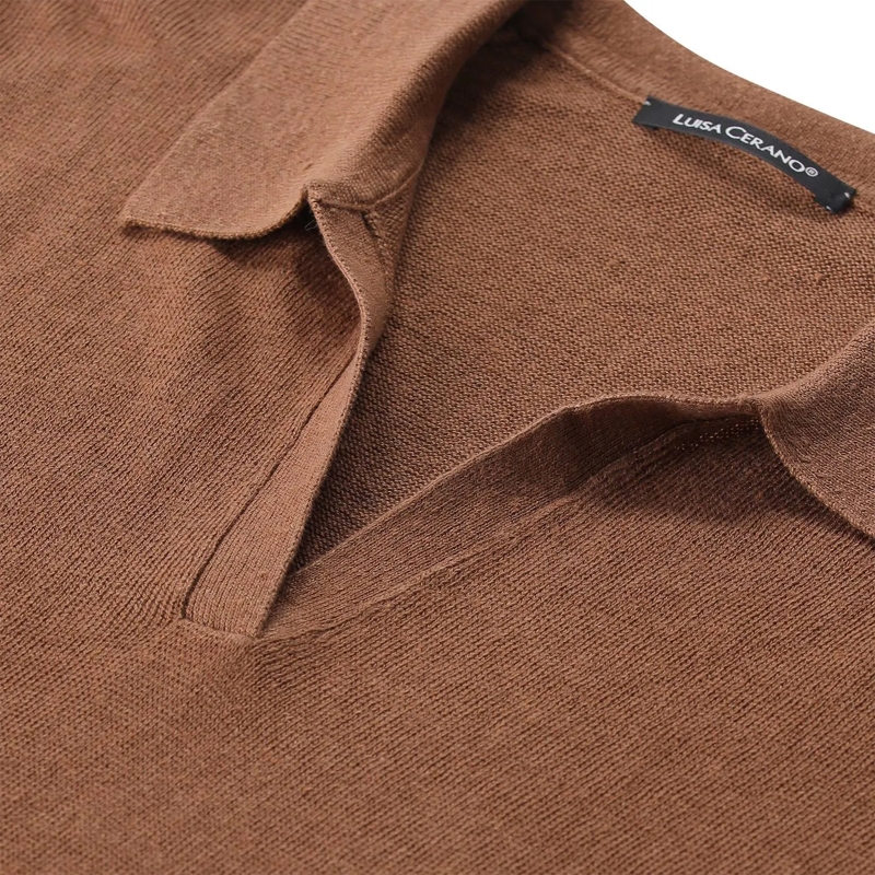 Luisa Cerano Pull Poloshirt aus Leinen braun(Image 4)