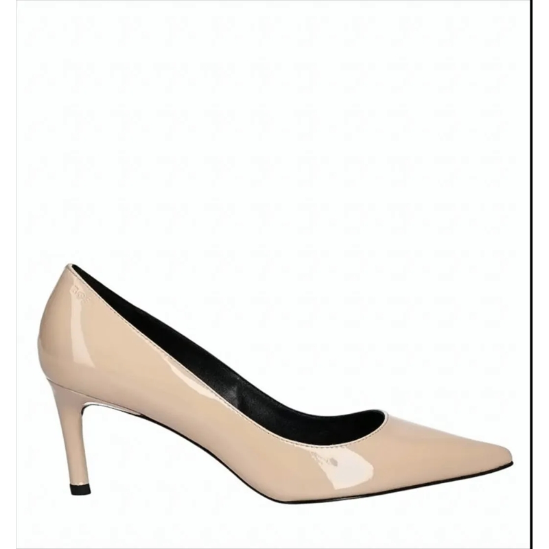 Boss Pumps Blush Patent Leather Pumps With Tapered Toe White