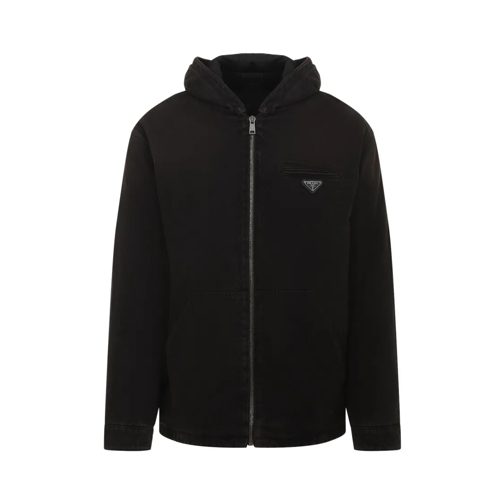 Prada Brown Cotton Jacket Black Übergangsjacke