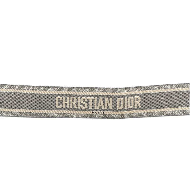 Christian Dior Schultertasche Embroidered Logo Strap grau