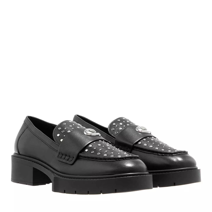 Black studded hot sale loafers