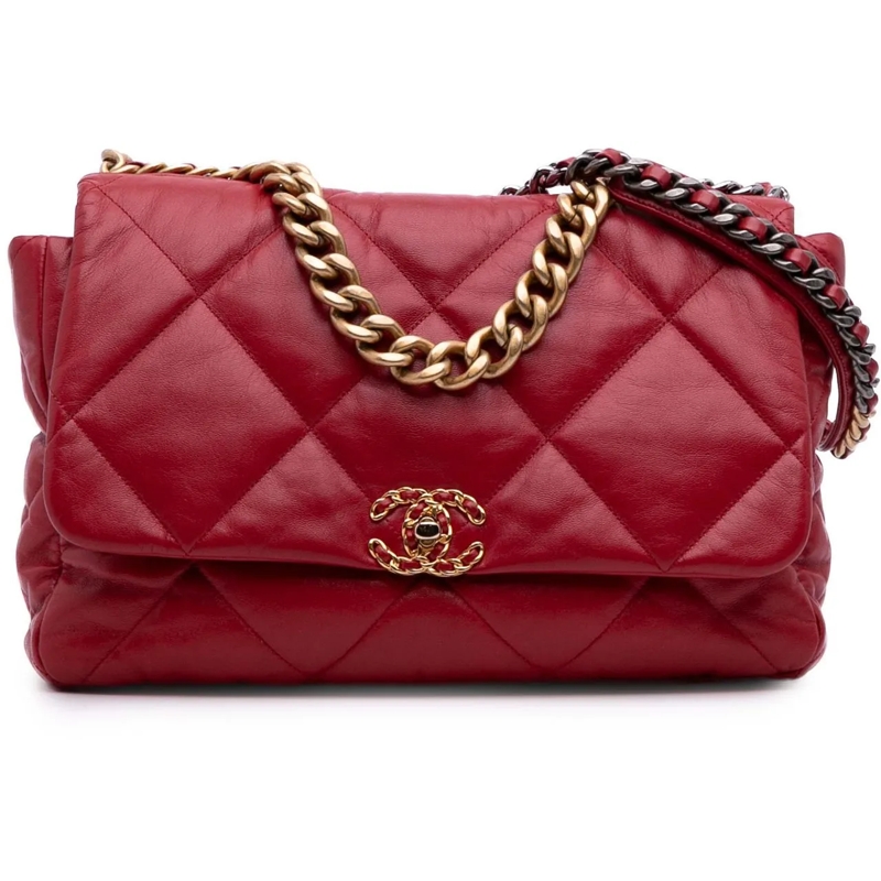 Chanel Sac à bandoulière Maxi Lambskin 19 Flap rot