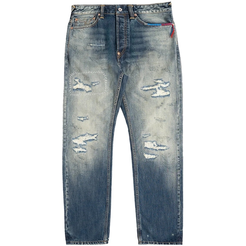 EVISU Jeans mit geradem Bein Jeans 7-Pocked Washed Emb Seagull Denim Indigo mehrfarbig