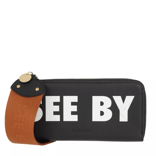 See By Chloé Logo Wallet Black Portemonnaie mit Zip-Around-Reißverschluss