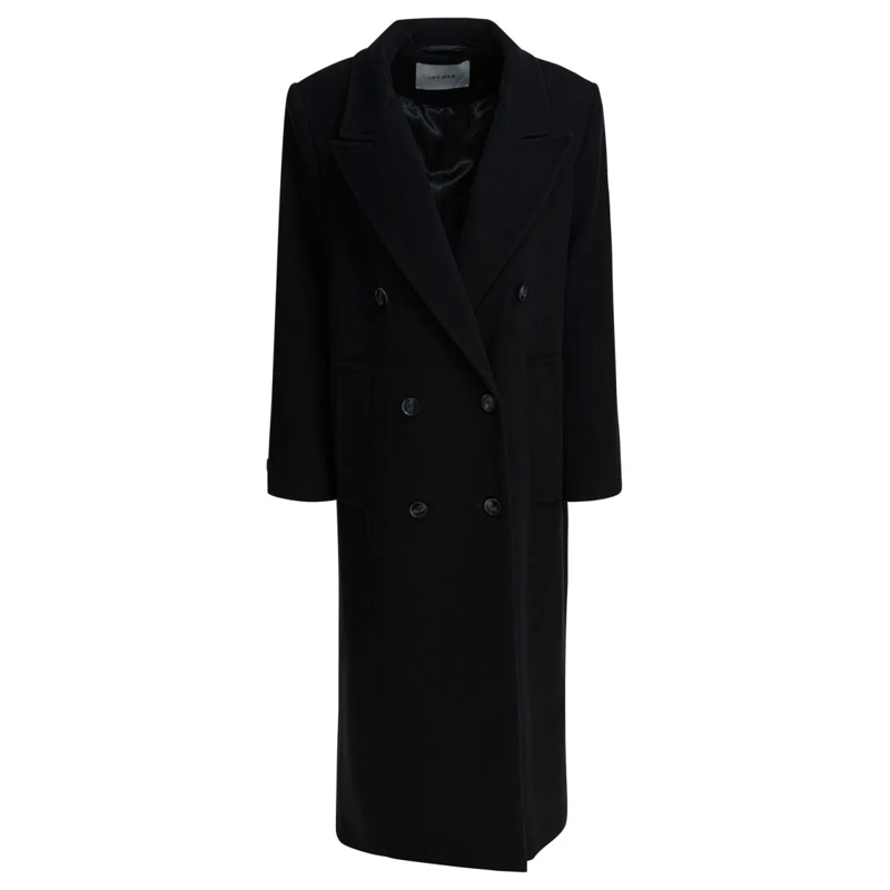 Ivy & Oak Veste de transition Double-Breasted Long Coat With Tailored Fit Black