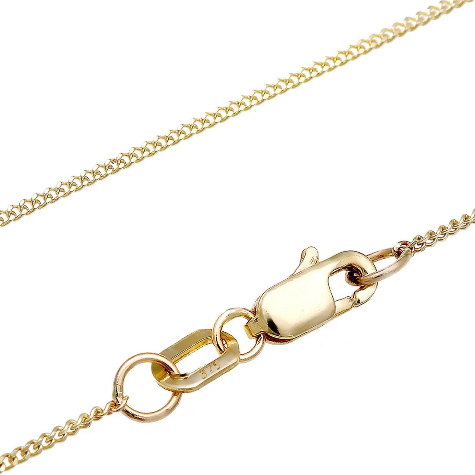 Thumbnail - Elli Halsketten - Halskette Panzerkette Solitär Zirkonia 9 Karat 375 - Gr. unisize - in Gold - für Damen