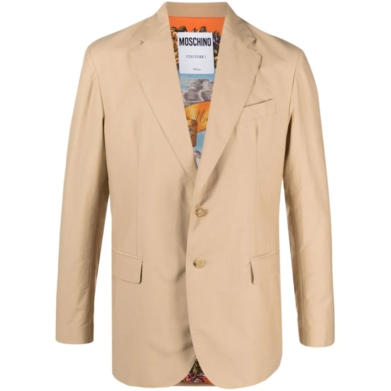 Moschino Blazer Beige Cotton Blend Blazer Neutrals