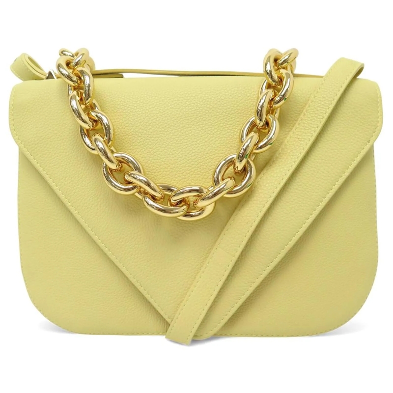 Bottega Veneta Schultertasche NEUE BOTTEGA VENETA MOUNT ENVELOPE AUS STRUKTURIER gelb