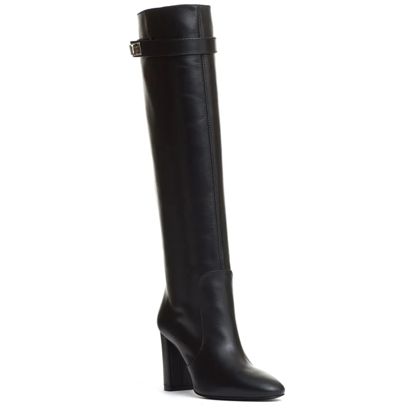 Via Roma 15 Laarzen Black Leather Boot Heel 90Mm Black