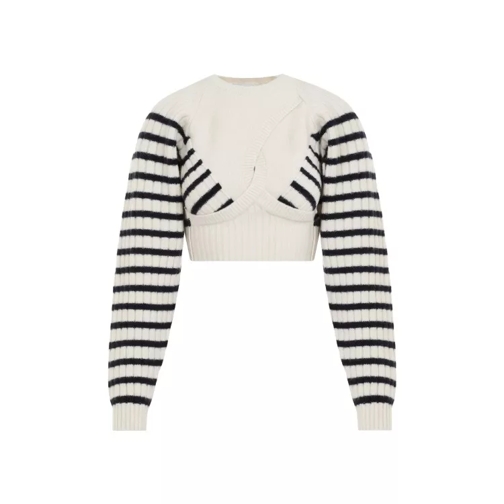 Jean Paul Gaultier Ribbed Mariniere Crop Pullover White 