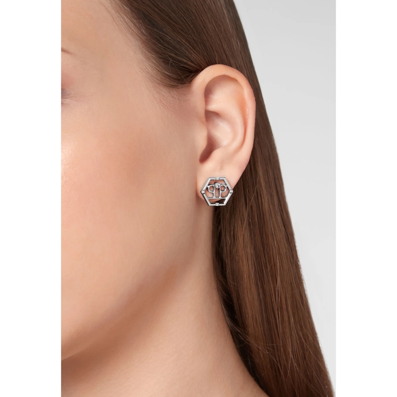 Philipp Plein Ohrstecker Ohrringe Hexagon silber(Image 3)