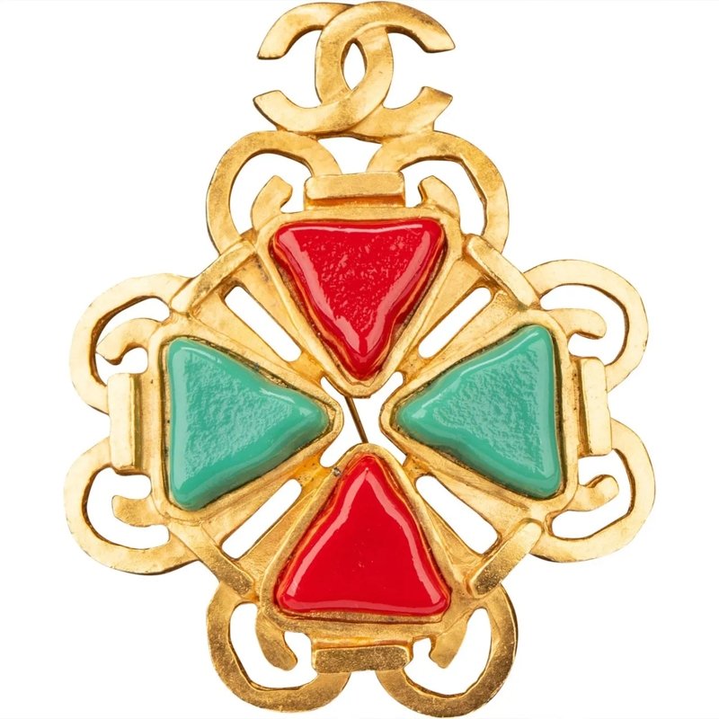 Chanel  Chanel Golden Glass Brooch mehrfarbig