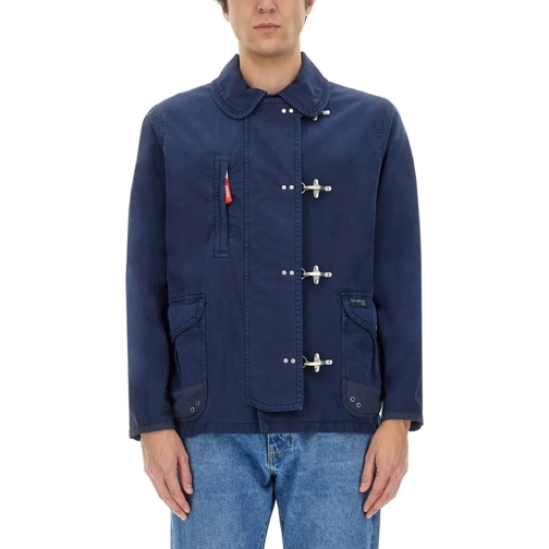 Fay  Relaxed-Fit Jacket With Button-Up Front Blue