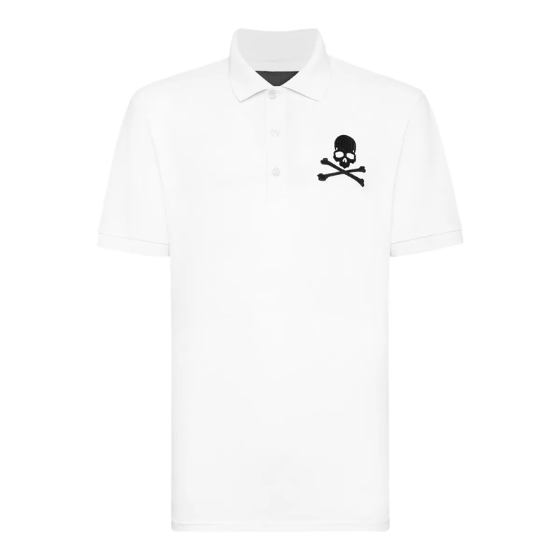 Philipp Plein Top Poloshirt Skull&Bones weiss