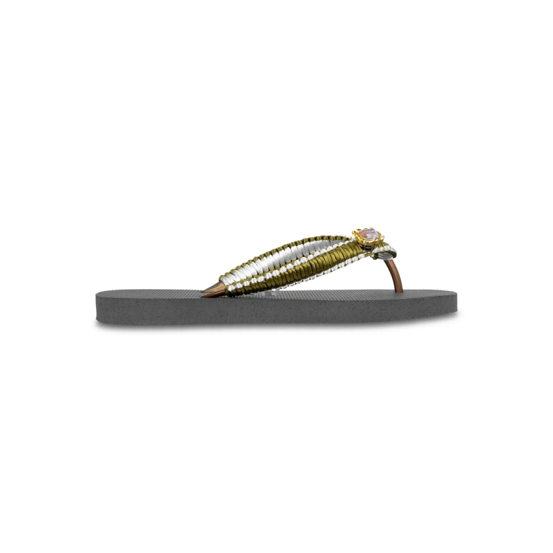 UZURII Flip Flops flip flop Green Macrame Switch silber(Image 26)