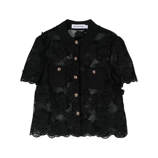 Self Portrait Lace Shirt Black Skjortor