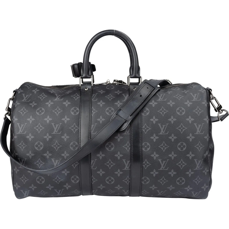 Louis Vuitton Schultertasche Louis Vuitton Canvas Eclipse Monogram Keepall 45 B schwarz