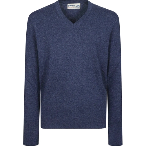 Ballantyne  Plain V-neck Sweater Blue blau