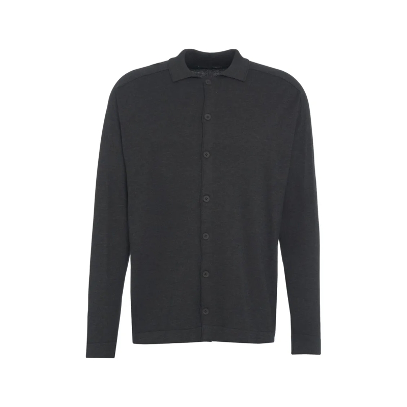 Transit Hemd Black Knit Cardigan With Classic Collar Black