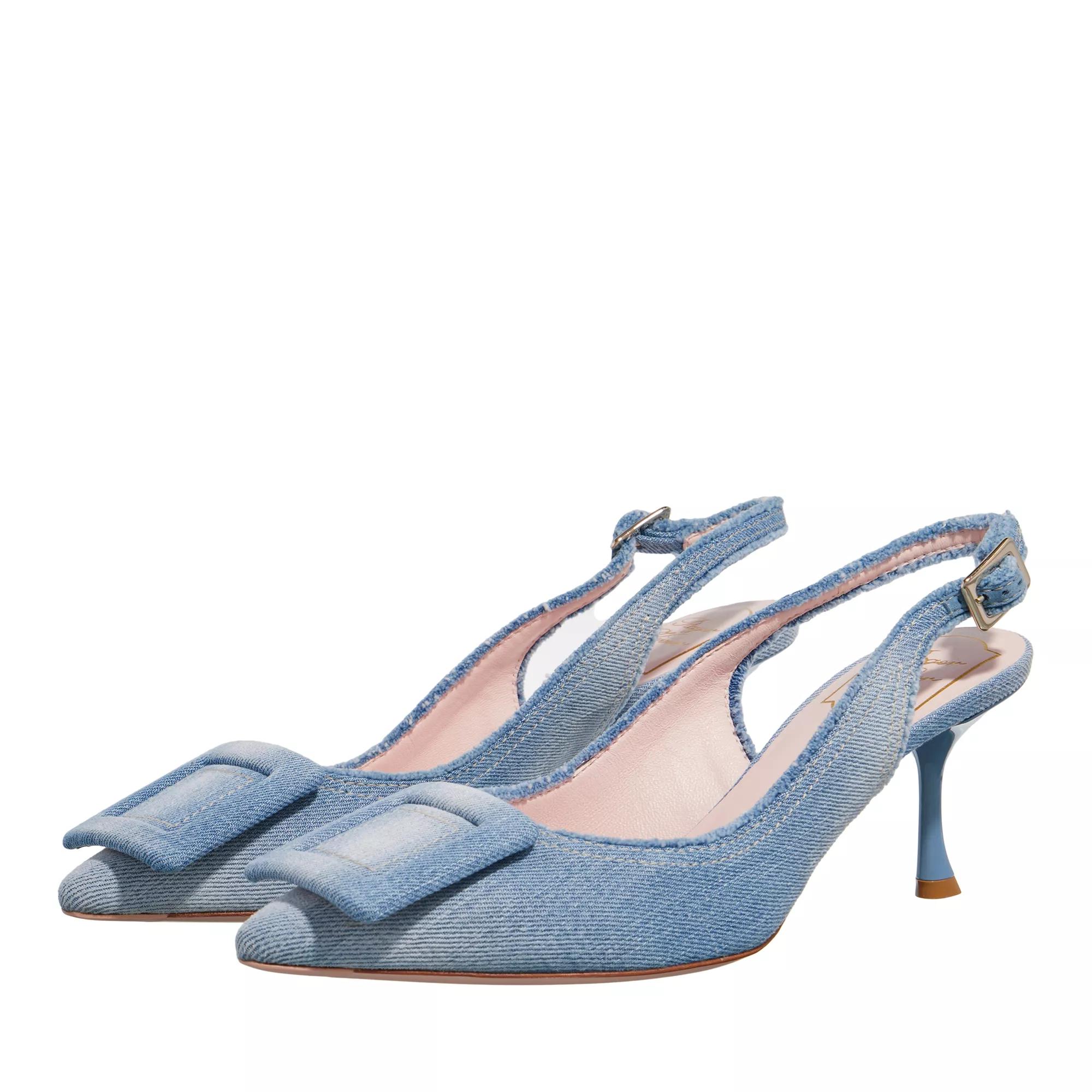 Roger Vivier Pumps & High Heels - Fringed Covered Buckle Slingsback Pumps - Gr. 37 (EU) - in Blau - für Damen