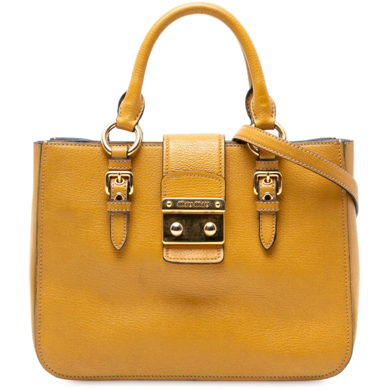 Miu Miu Schultertasche Goatskin Madras Satchel gelb