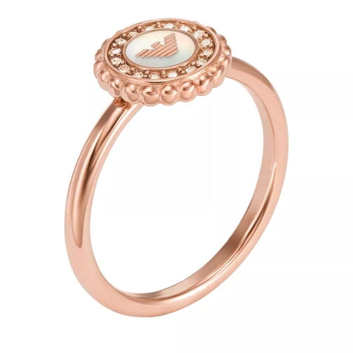 Emporio Armani Stainless Steel Mother Of Pearl Center Focal Ring Rose Gold Solitaire Ring