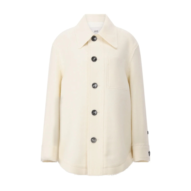 AMI Paris Blazer Oversized Jacke aus Schurwolle Creme