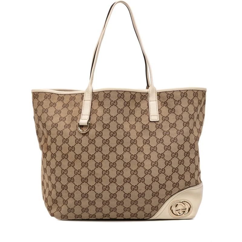 Gucci Shopper Large GG Canvas New Britt Tote braun