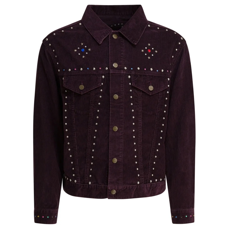 Needles  Burgundy Corduroy Jacket With Decorative Studs And Black