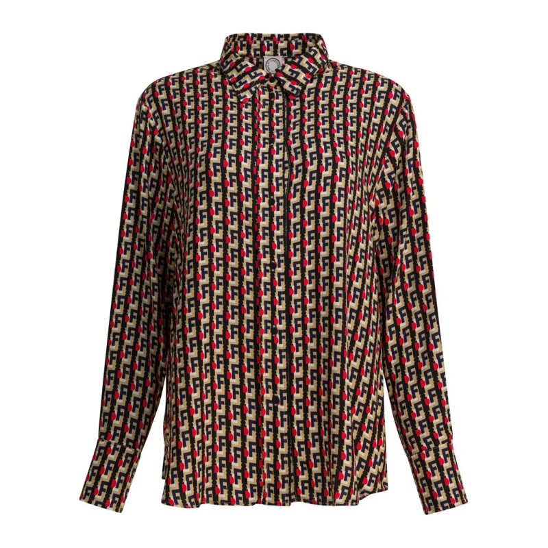 Ines De La Fressange Hemd Geometric Pattern Button-Down Shirt With Classic C Multicolor