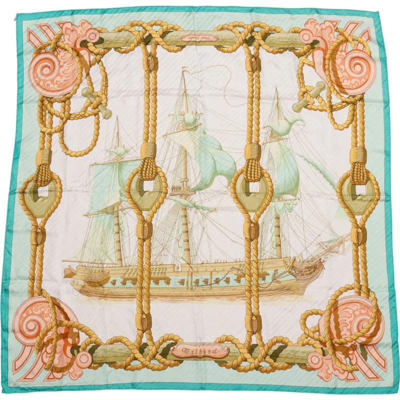 Hermès Wollschal Hermes Classic "Tribord" Silk Carre 90 Scarf Tuch blau