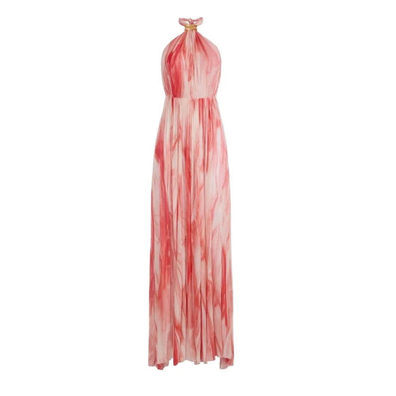 Elisabetta Franchi  Maxi Dress With Halter Neck Pink