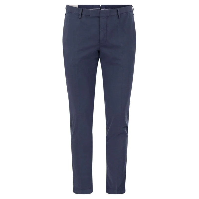 Pt Torino Chino Skinny Trousers In Cotton And Silk Blue