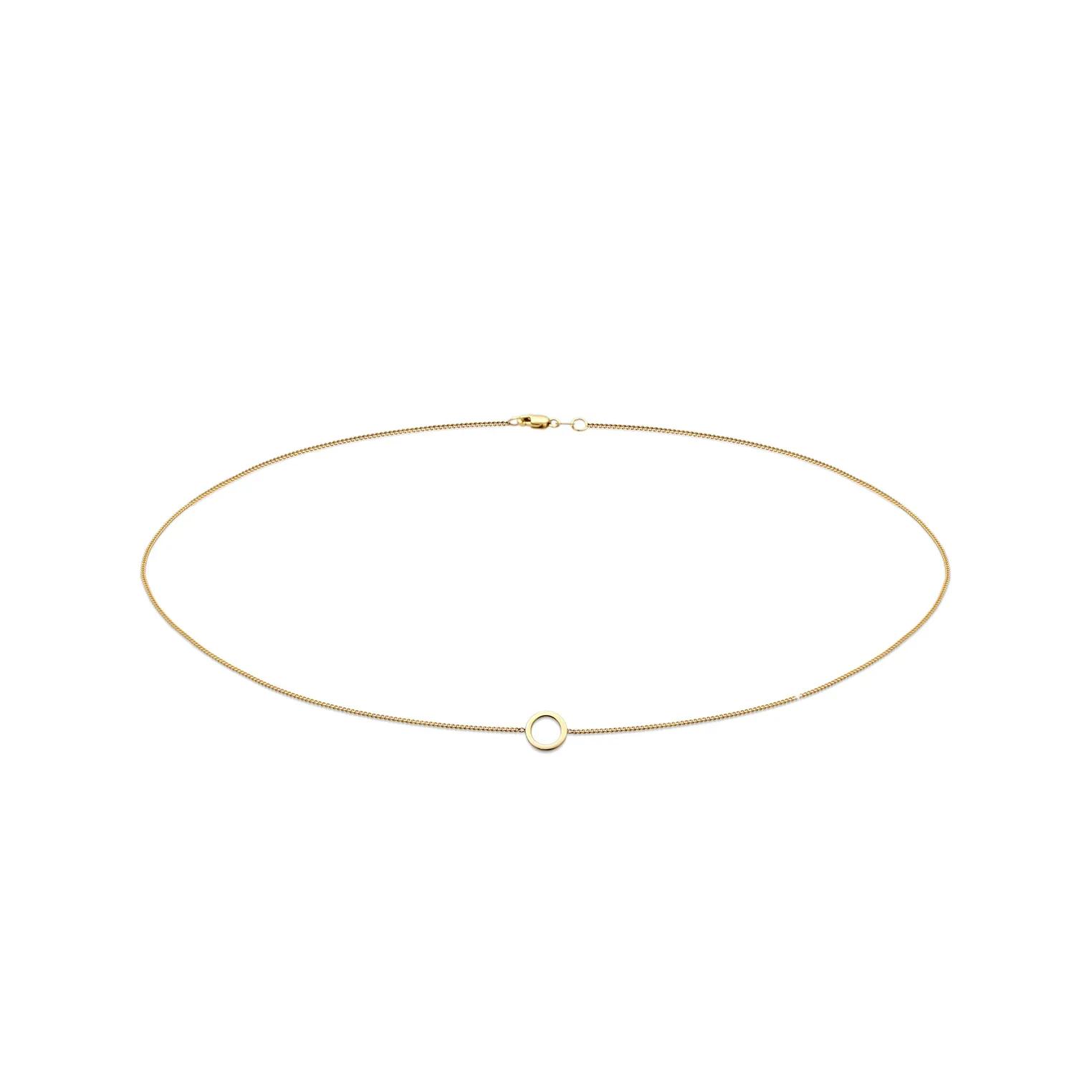 Elli Halsketten - Halskette Choker Panzerkette Kreis Geo Design 375 - Gr. unisize - in Gold - für Damen