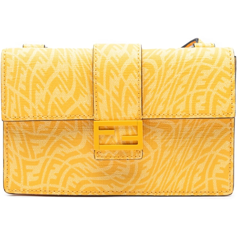 Fendi Sac à bandoulière Sarah Coleman Small Glazed Fabric FF Vertigo Conve gelb