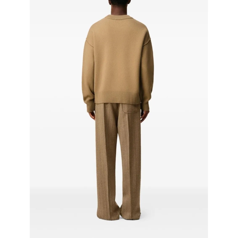 AMI Paris Pullover Bronze Knit Sweater With Inside-Out Seams And Hear Neutrals(Image 6)