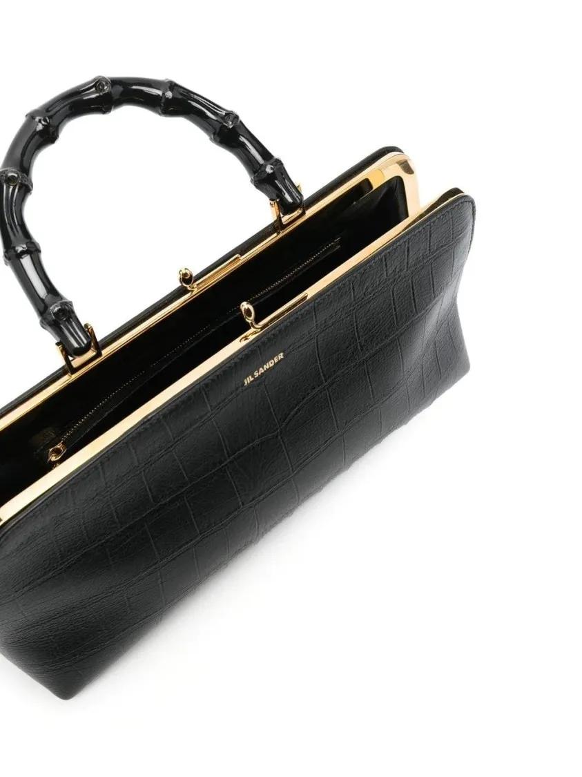 Jil Sander Clutches Goji Small Bamboo Bag in zwart