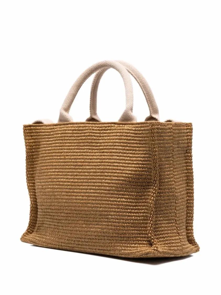 Marni Shoppers & Totes Logo-Lettering Raffia Tote Bag in bruin