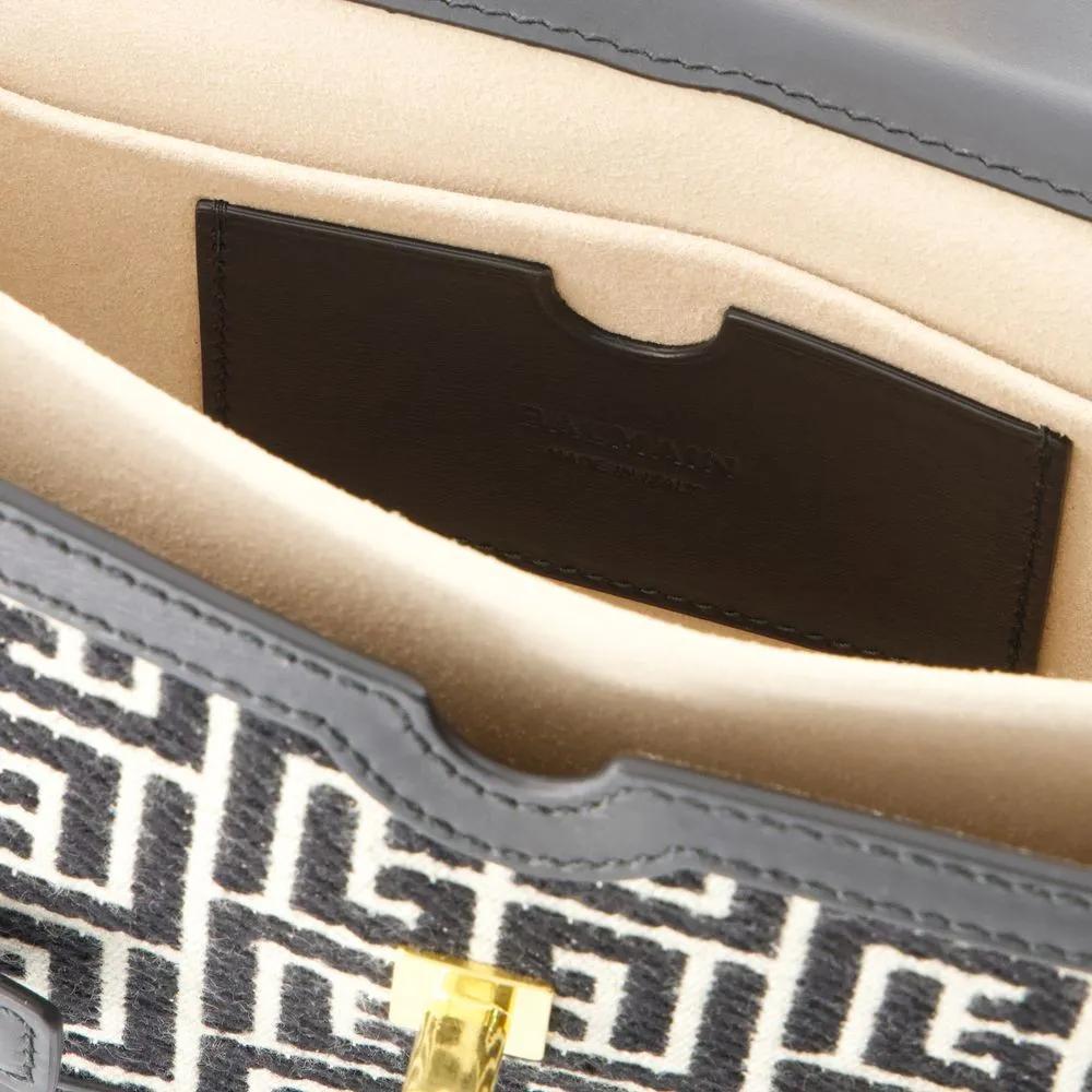 Balmain Shoppers B-Buzz Shoulder 24 Purse Cotton Ivory Black in zwart