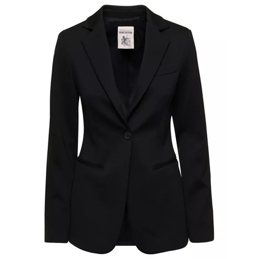 Semi Couture Black Fitted Single Breasted Blazer In Black Visco Black Blazer