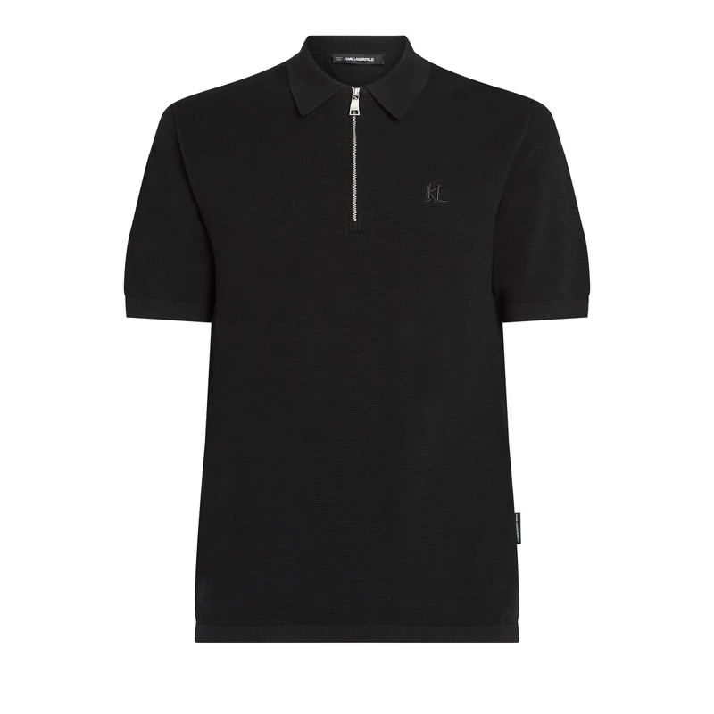 Karl Lagerfeld T-Shirt POLOSHIRT MIT REISSVERSCHLUSS schwarz