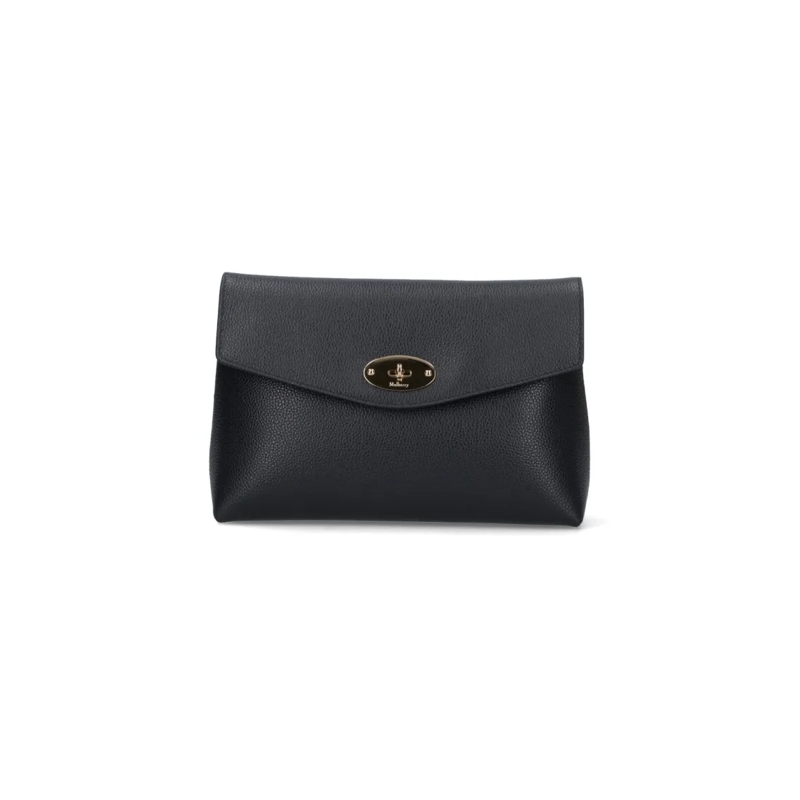 Mulberry Clutch Textured Black Leather Rectangular Clutch Black