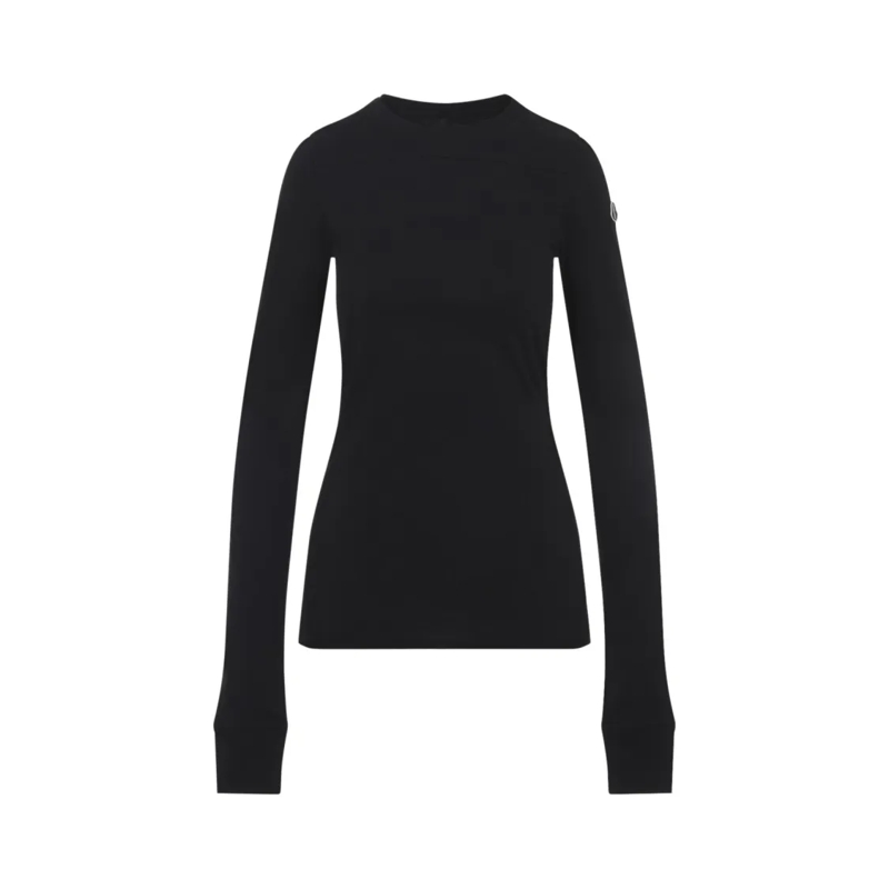 Moncler Top met lange mouwen Slim-Fit Long-Sleeved T-Shirt With Girdered Panel  Black