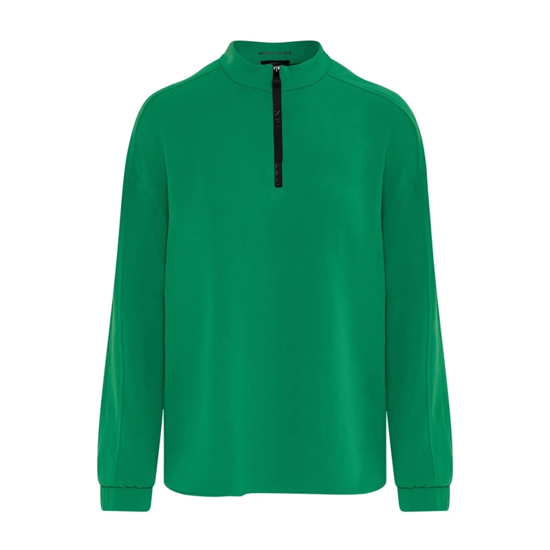 Marc Cain Bluse Blusenshirt mit Stehkragen & Reißverschluss Grün