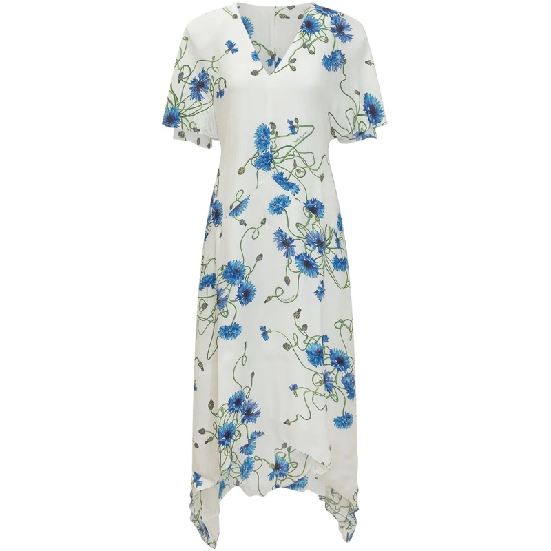 Stella McCartney Robe longue Abito con Scollo a V e Stampa Floreale weiß